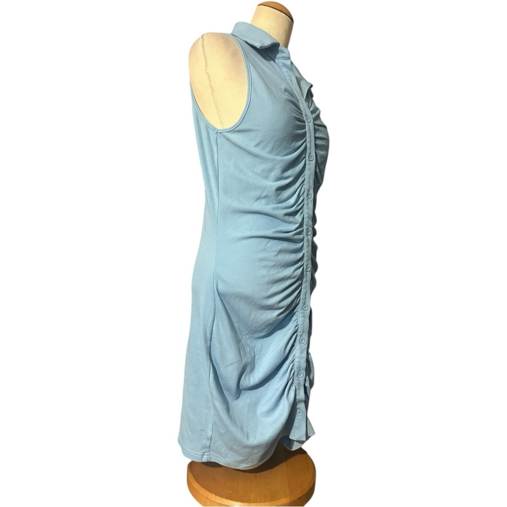 Shein Button Front Ruched Bodycon Dress Blue XL - Picture 3 of 5